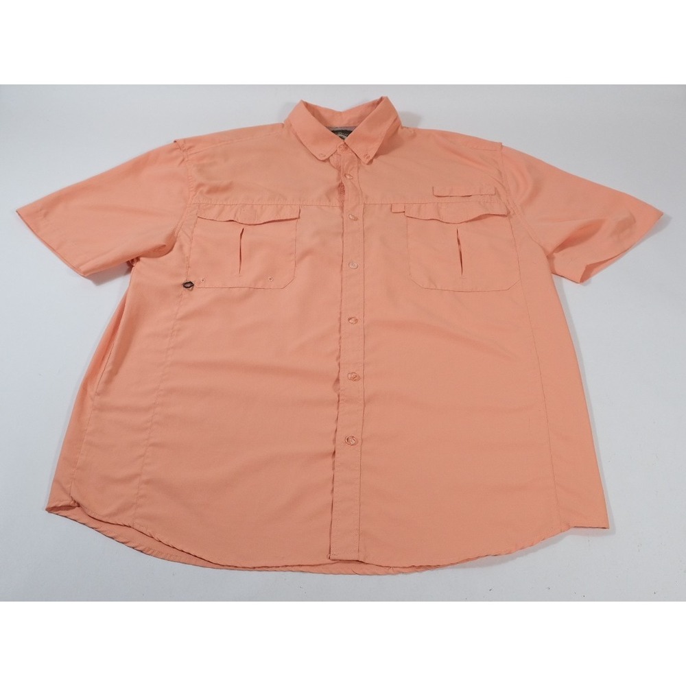 Stillwater‎ Supply Co Fishing Shirt Mens XL Peach Short Sleeve Button Up Vented